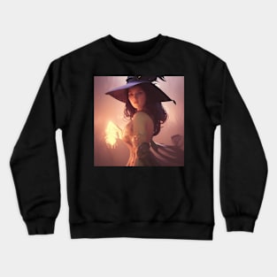 Cute Young Witch Casting a Spell Crewneck Sweatshirt